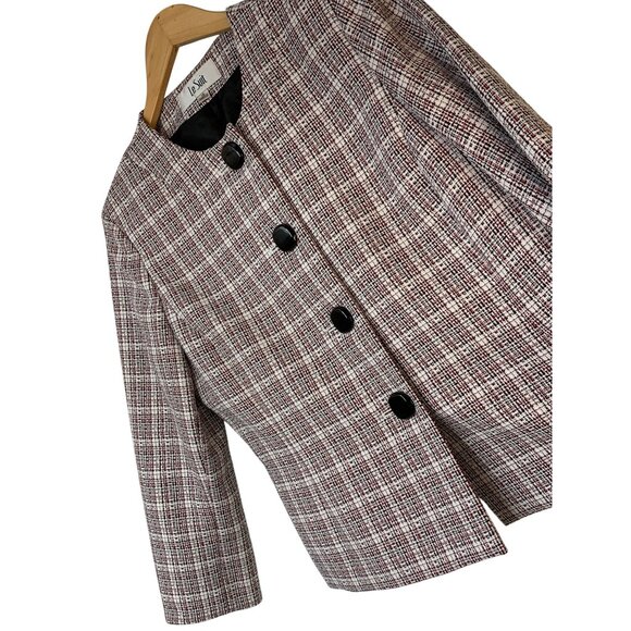 Le Suit Plaid Crop Blazer Jacket 3/4 Sleeve Button Size 10 Career RA10049 - Picture 1 of 9